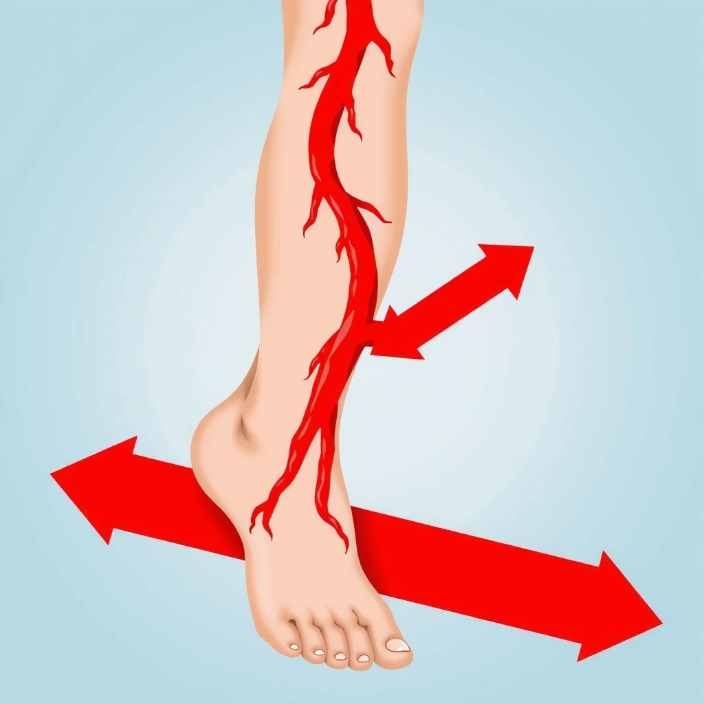Ilustracija cirkulacije krvi u nogama